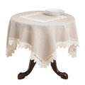 Saro Lifestyle SARO  72 in. Square Lace Trimmed Square Tablecloth - Taupe 9212.T72S